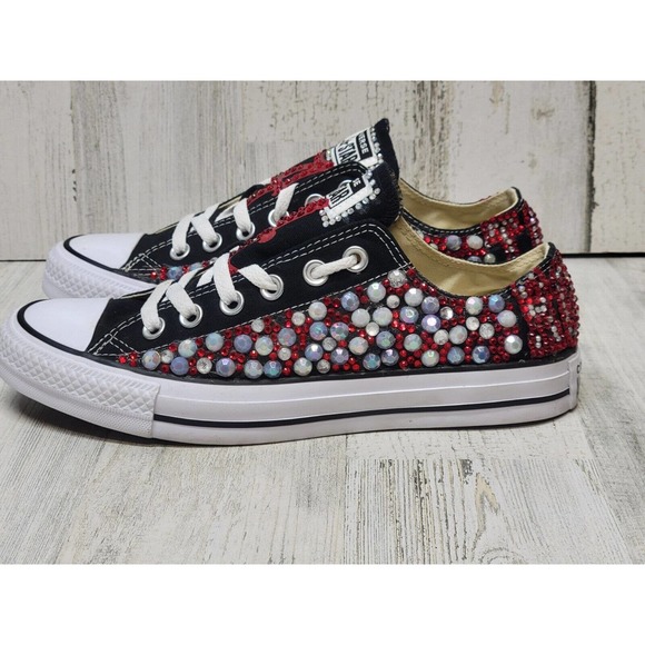 Converse Sneakers Women 7.5 Multicolor Custom Bedazzle Embellished 'A' Bling Out - Picture 3 of 9